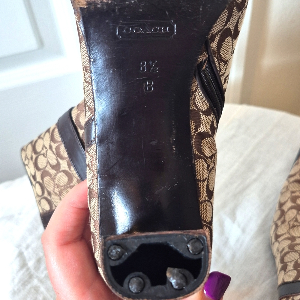 Coach Brown and Tan Heeled Booties Size 8.5 - Picture 5 of 7